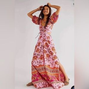 Free People Bali Citrus Skies One Piece  Wide Leg Jumpsuit Size XS